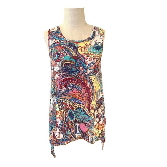 Spedse Tops - Spedse Blouse Top Womens Medium Multicolor Paisley Sleeveless Round Neck